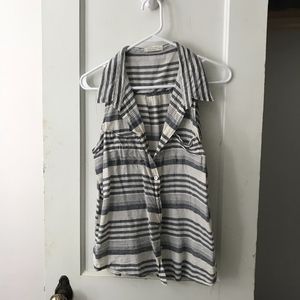 Striped Sleeveless Button Down
